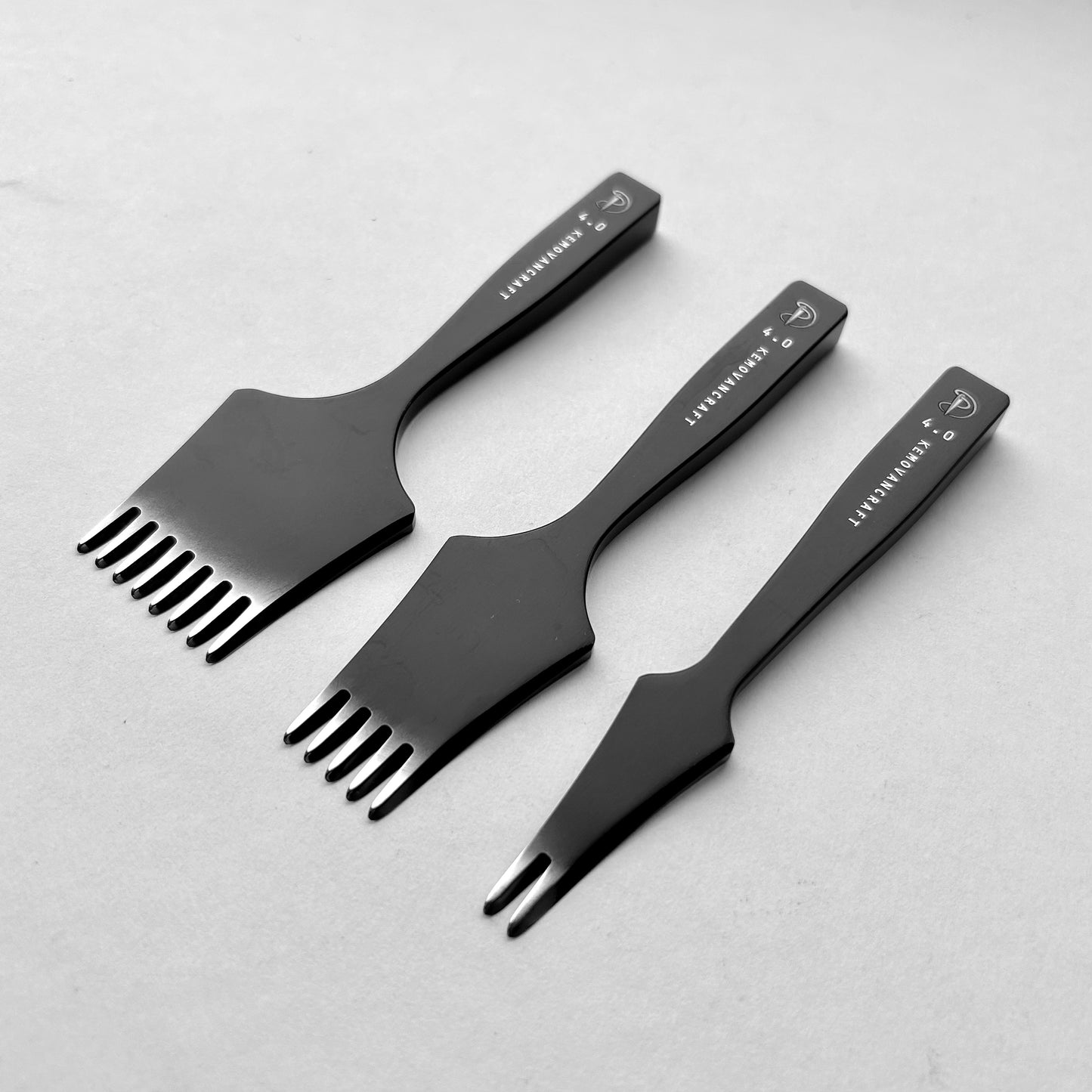 Kemovancraft Japanese Diamond Stitching Chisels – 4.0mm Spacing | 2, 5 & 8 Prong Set