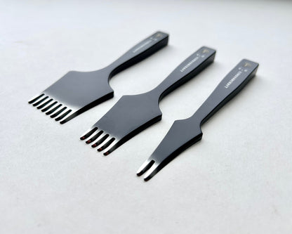 Kemovancraft Japanese Diamond Stitching Chisels – 4.0mm Spacing | 2, 5 & 8 Prong Set