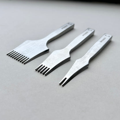Kemovancraft French Leather Pricking Irons – 3.0mm & 3.85mm Sets | 2, 5 & 8 Prong