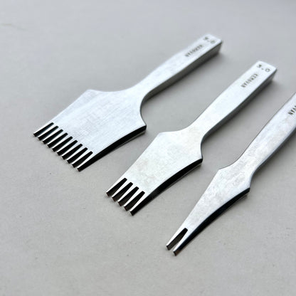 Kemovancraft French Leather Pricking Irons – 3.0mm & 3.85mm Sets | 2, 5 & 8 Prong