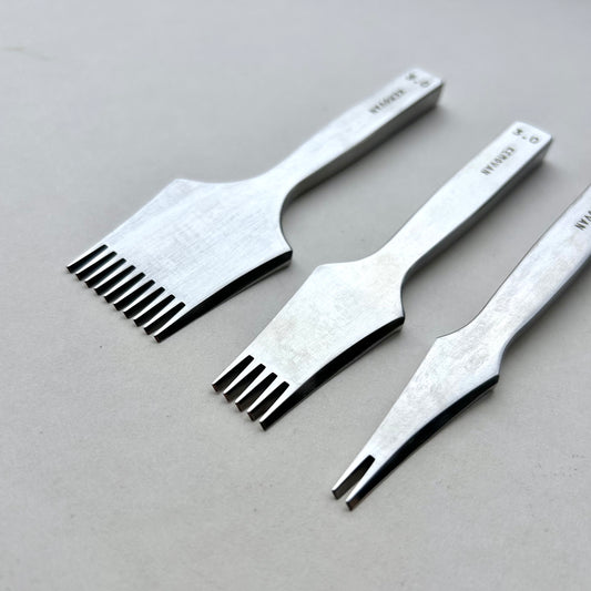 Kemovancraft French Leather Pricking Irons – 3.0mm & 3.85mm Sets | 2, 5 & 8 Prong