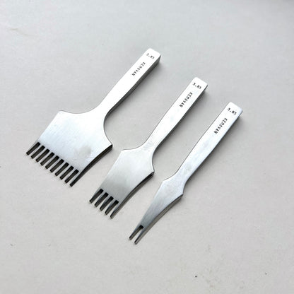 Kemovancraft French Leather Pricking Irons – 3.0mm & 3.85mm Sets | 2, 5 & 8 Prong