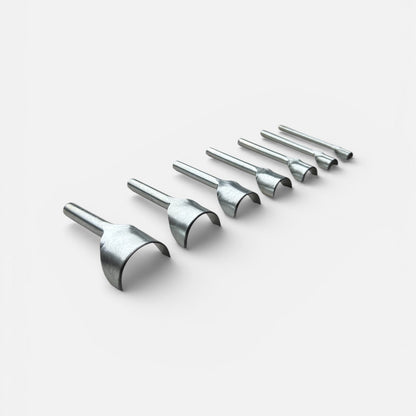 Round Belt End Punch Leather Tools 7 Pieces - Half Circle