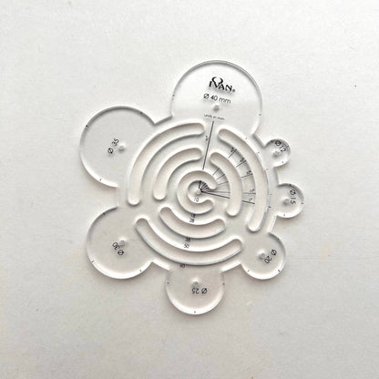 Clear plastic leather template on a white background