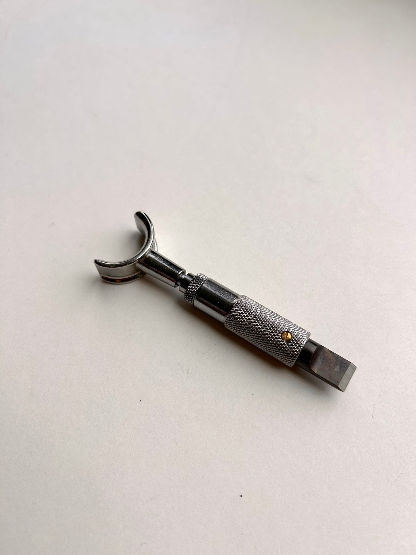 Leather carving swivel knife tool in silver colour.