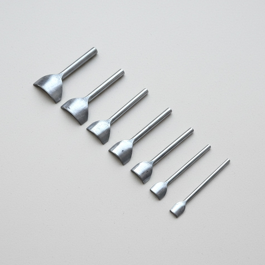 Leather round end punch set with a shallow arc