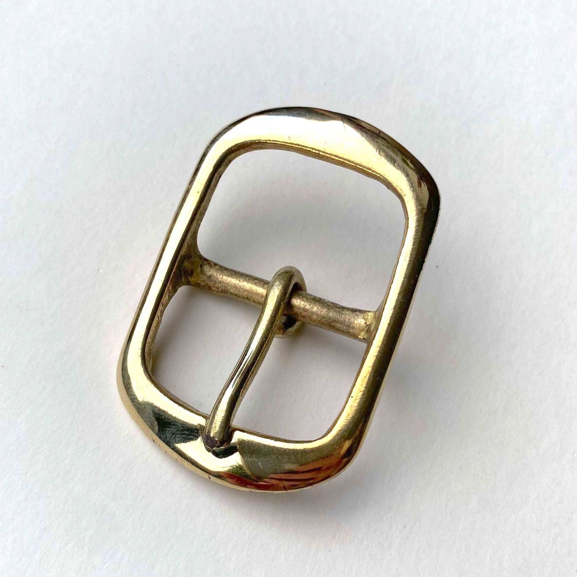 Brass Centre Bar Buckle Rounded Frame Style by British Leather Supplies