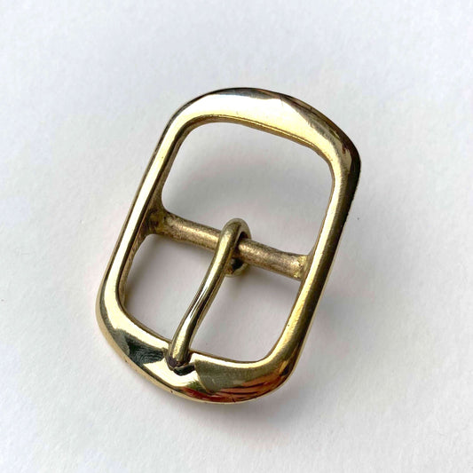 Brass Centre Bar Buckle Rounded Frame Style by British Leather Supplies