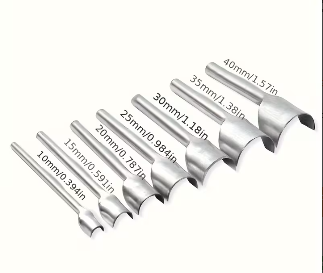 Round Belt End Punch Leather Tools 7 Pieces - Half Circle