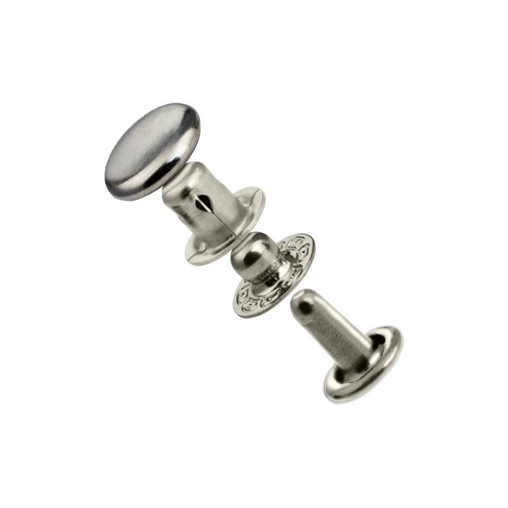Metal press stud snap popper on a white background