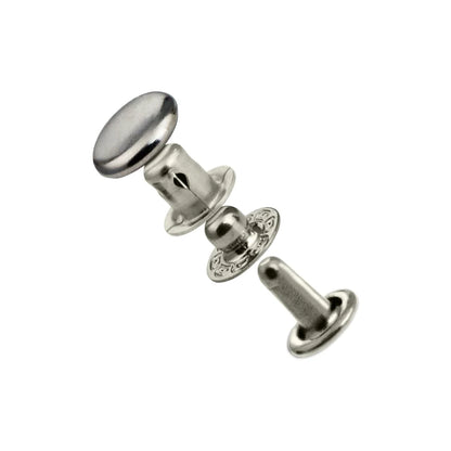 Metal press stud snap popper on a white background