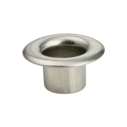 Metallic eyelets on a white background