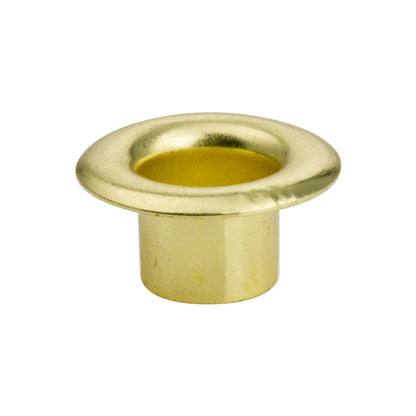 Brass eyelets on a white background